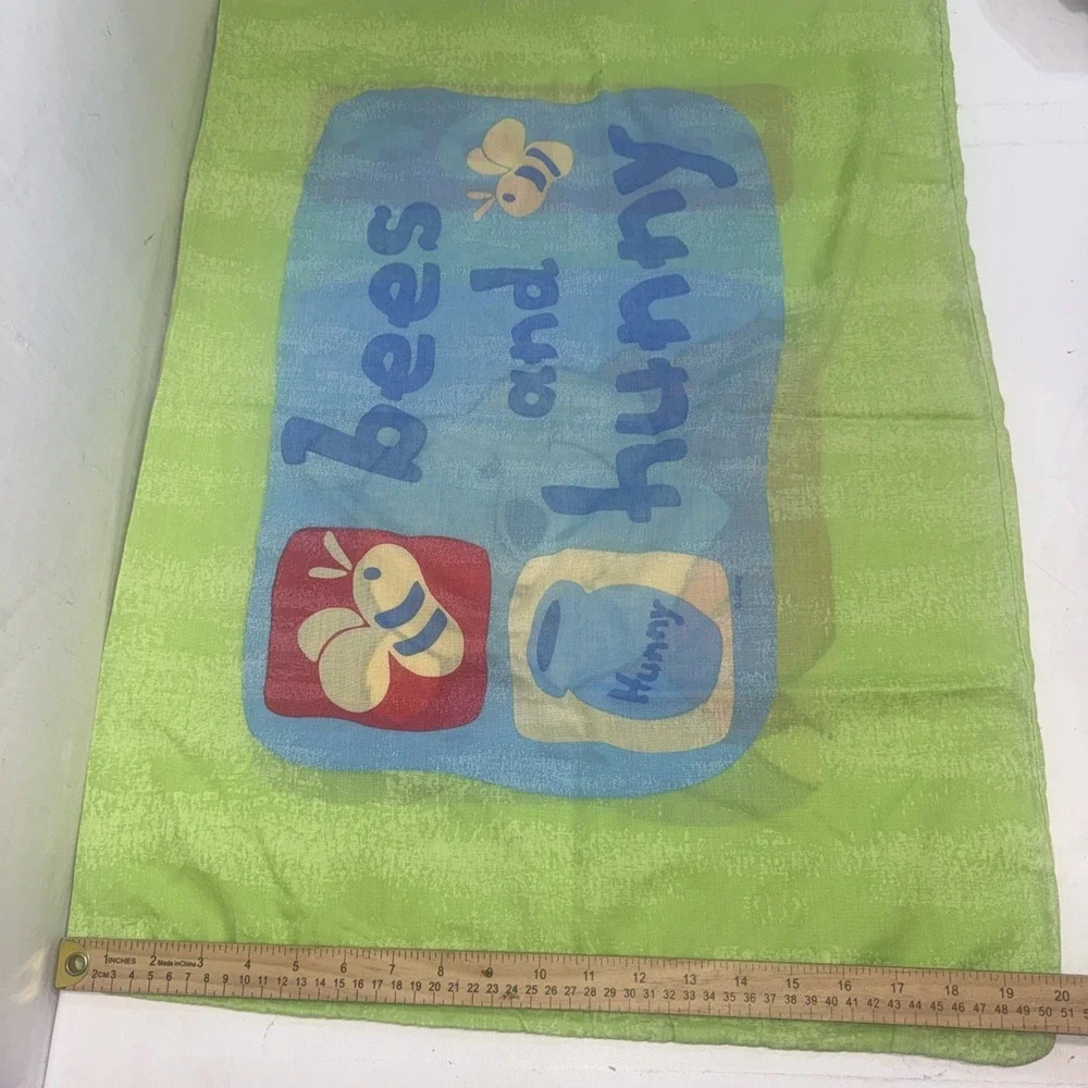 Vintage 90s Disney Winnie the Pooh Green Bees & Honey Reversible Pillowcase